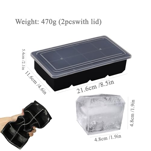 Großer Eiswürfelbehälter mit Deckel, quadratische Eiswürfelbehälter für den Gefrierschrank, Silikoneiswürfelbehälter für Whisky-Cocktails, Saft, Pralinen
