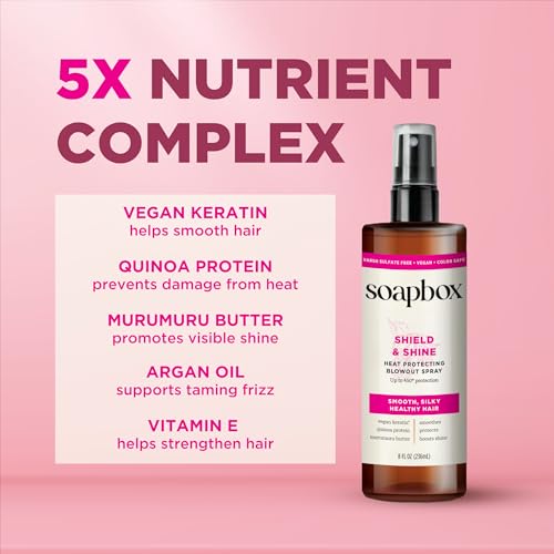 Soapbox SPX06958 Heat Protectant Spray, 8Oz - Strengthening Hair Care, 3-In-1 Heat Protection, Shine Boosting, Anti Frizz Hair Spray, Vegan, Silicone Free thumb #3