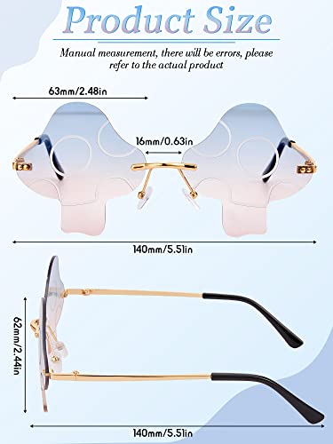 Dunzy 6 Pairs Mushroom Shape Sunglasses Irregular Rimless Sun Glasses Retro Trendy Sunglasses Transparent Mushroom Glasses2