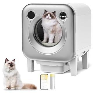 Sereiney Self Cleaning Cat Litter Box, 90L Extra Large Automatic Litter Box with APP Control, Odor-Free Robot Litter Box Self Cleaning for Multiple Cats with Safety Sensors & Trash Bags