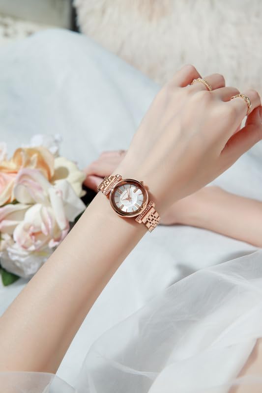 Image of Giordano Stylish Diamond Studded Analog Wrist Watch for Women with Elegant Diamond Cut Glass and Glass Coated Stainless Steel Strap - GZ-60084