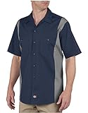 Dickies Occupational Workwear LS524DNSM 3XLT Polyester/Cotton Men's Short Sleeve Industrial Color Block Shirt, 3X-Large Tall, Dark Navy/Smoke