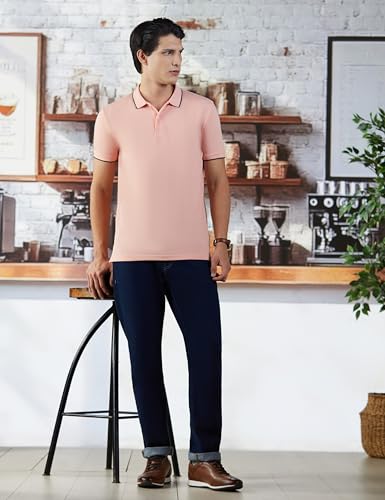 Image of Allen Solly Men's Solid Polo T‑Shirt | Regular Fit | Premium Fabric | Signature Sleeve Detail | Smart Casual Wear