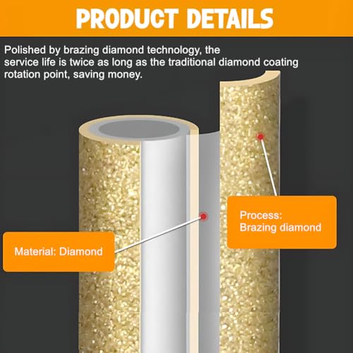 Granit-Fräser, Diamant-Fräser, Gelöteter Diamant-Profilrad-Fräser, Goldener Gerader Schaft für Quarzstein-Marmor-Nahtmesser (6.35 * 7 * 65mm)