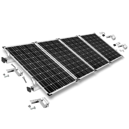 Offgridtec Dachziegel-Montagesatz für Schrägdächer, Edelstahl- & Aluminium-Befestigungssystem mit 3-Wege verstellbaren Dachhaken, für gerahmte Module bis 1134 mm (Set für 4 Module, 30 mm Rahmenhöhe)