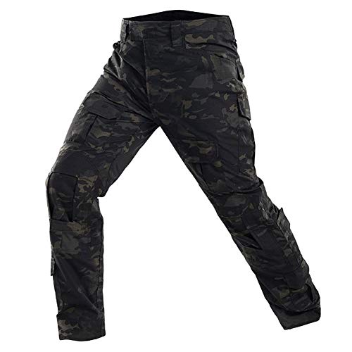 H World Shopping Military Army Tactical Airsoft Paintball Shooting Pants Combat Men Pants with Knee Pads MCBK (M)
