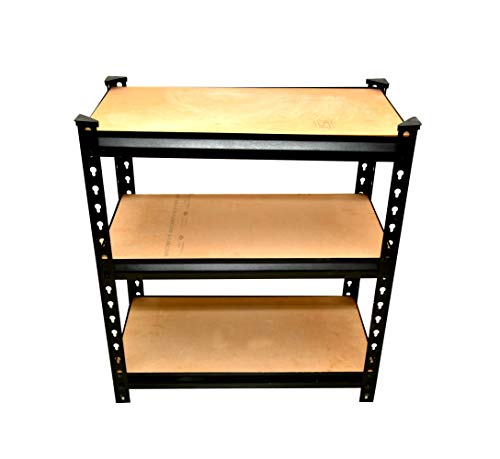 Image of NAVRANG Boltless Rack -3 Shelf-NAVRANG Black Matte Finish Adjustable Shelving Unit Storage Utility Display Rack Steel Boltless Rivet Rack (30x24x12)