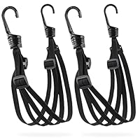 PRETEX 2er-Set mit 4 elastischen Latex + Nylon Spanngummi mit 2 rostfreien Haken - universelle Spanngurte Gepäckspanner Expander Befestigungsriemen zur Ladungssicherung - Schwarz