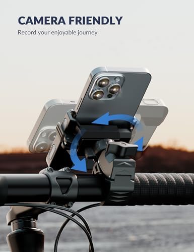 Grefay Uchwyt Rowerowy Telefon Uchwyt Motocyklowy Telefon1S Szybkiego ZwalnianiaOchrona Przed Wstrząsami 360 Uchwyt Rowerowy Kierownicę do Smartfonów iPhone 15/14/13 Samsung S23/S22 4,5-7"