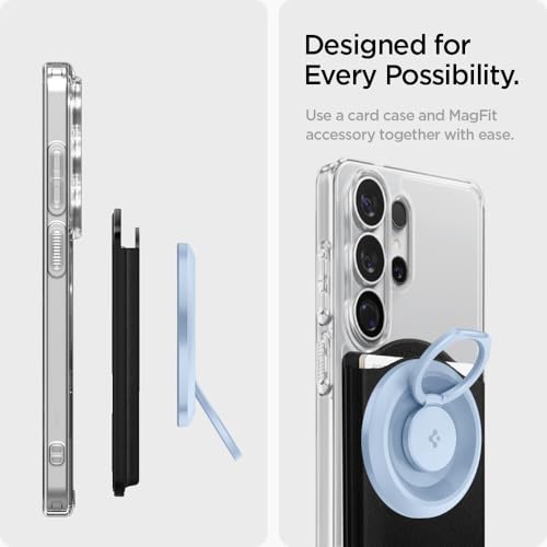 Image of Spigen Valentinus (MagFit+) Magnetic Card Holder up to 3 Cards, Designed for Galaxy S26 /S25 Series Magnetic Case Only and iPhone 17 /16 /15 /14 /13 /12 Models - Black