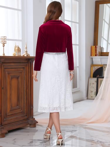 Women's Velvet Shrug for Dresses Evening Long Sleeve Sparkle Trim Bridal Wedding Elegant Cocktail Bolero4