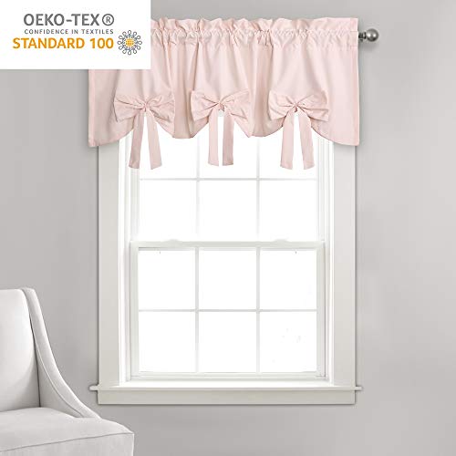 Lush Decor, Blush Melody Bow Window Curtain Valance, 18" X 52" + 2" Header #TOP4
