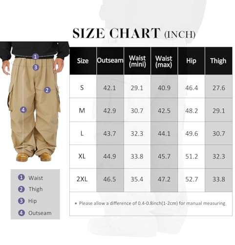 American Trends Baggy Cargo Pants Men Wide Casual Parachute Pants Men Jogger Drawstring Hiking Hip Hop Pants With Pocket Black S thumb #5