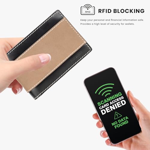 Genuine Leather RFID Money & Check Clip, Card Holder, Bifold Wallet for Women Men (Caramel Brown)4