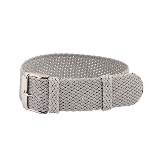 Clockwork Synergy - Perlon Watch Strap Braided Nylon Band (20mm, Light Grey)