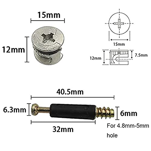 Eyech 50 Sets Furniture Connecting Cam Lock Fittings with Dowel, Cam