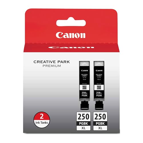 Image of Canon PGI-250XL Genuine Black Twin Pack, Compatible with MG6320, iP7220 & MG5420, MX922, MG7120, MG6420, MG5520, MG7520, MG6620, and MG5620 (Optional) Printers
