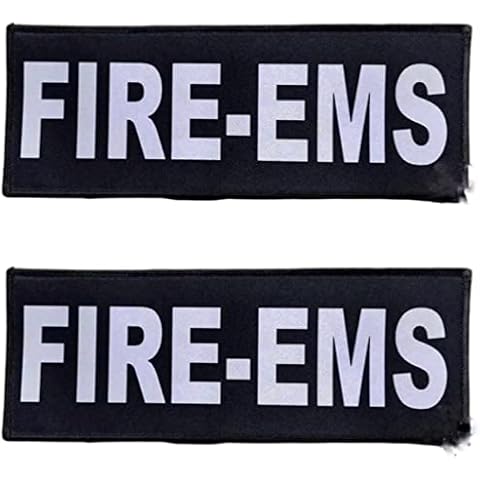 REDEMPTION TACTICAL 2 Pack FIRE-EMS 3x10 inch Patches for Front and Back of Vest Hook and Loop Cover