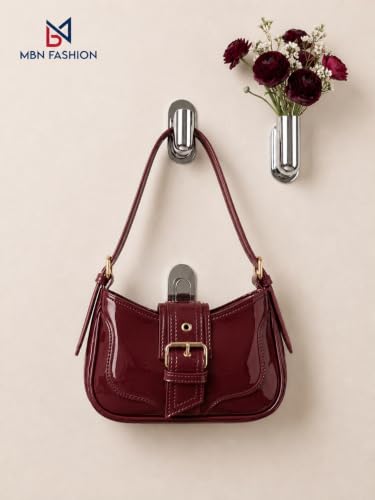 Generic red leather handbag – image 4