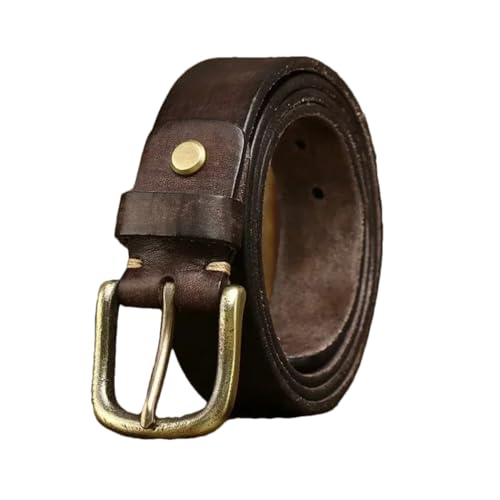 Men Fashion SolidCopper Buckle Pin Buckle 3.3CM Genuine Leather Belt