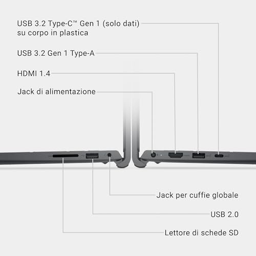 15 Laptop DC15250 15,6" FHD (1920 x 1080) 120Hz, Intel Core i7-1355U, Grafica Intel UHD, 16GB DDR4 RAM, 512GB SSD, Windows 11 Home, Tastiera Retroilluminata QWERTY – Nero Carbonio - Notebook - Immagine 7