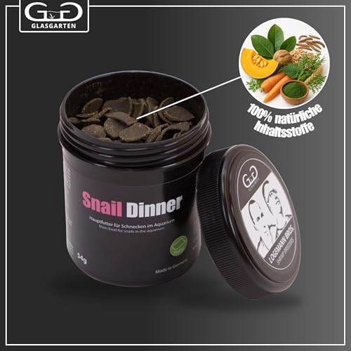 GlasGarten Snail Dinner | 54g – Premium Schneckenfutter, Hauptfutter für Süßwasser-Schnecken, aus 100% natürlichen Zutaten gepresst, schonend getrocknet
