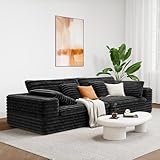 LIKIMIO 112' Modern Modular Sectional Sofa for Living Room, Oversized Luxury Couch with Comfy Cushions, Extra Deep 34' Seat, No Assembly Required, Plush Corduroy Upholstery, Black