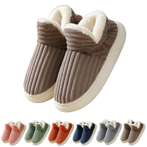 Slipper Booties Women Men, Pillow Warm Fuzzy House Cloud Slippers, Anti-Skid Cozy Plush Indoor Outdoor Thick Sole