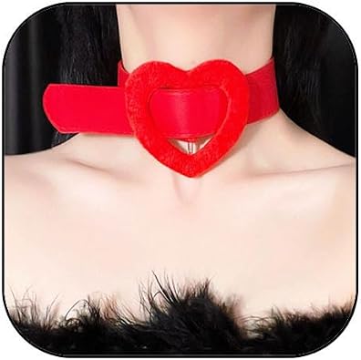 Heart Choker Necklace for Women Vintage Red Heart Choker Gothic Leather Collar Necklace for Women Punk Rock Style Jewelry