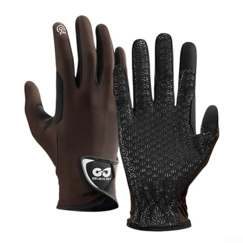 Breathable Non-Slip Equestrian Gloves for Horse Riding — Cool Ice Silk Fabric with Silicone Palm Grip, Lightweight Summer Riding Gloves (S/M/L/XL/XXL)(Coffee)(M)