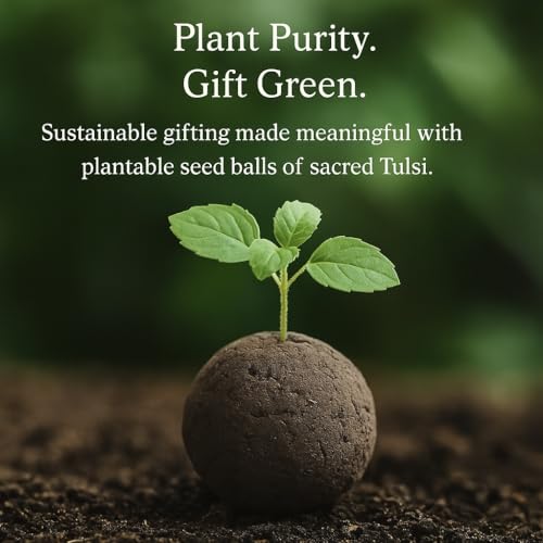 Sow and Grow Plantable Tulsi Seed Balls | Gift Pack of 10 | Individually Packed in Cloth Potlis | Eco-Friendly Beej Balls for Gifting | Grow Holy Basil at Home | Sustainable Return Gift