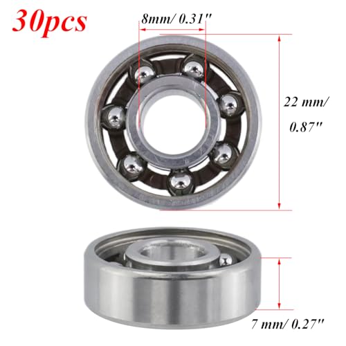 Image of Antrader 30Pcs 608 Steel Ball Bearing 8mm x 22mm x 7mm | High Precision Rating Fidget Spinner Bearing