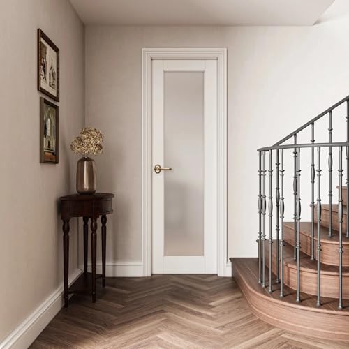 Pantry Door Slab Frosted Glass Solid Manufactured Wood Standard Doors for French,18''x 80''