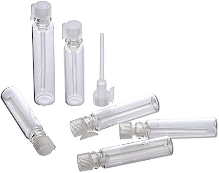 120個 1ml ミニ キュート 空ガラス 香水 エッセンシャルオイル サンプル バイアル ホワイトプラスチックロッドキャップ ガラス小瓶 サンプルドロッパーボトル エッセンシャルオイルアロマセラピー用 120個 1ml ホワイトプラスチックロッド