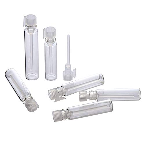 120Pcs 1Ml Mini Cute Empty Glass Perfume Essential Oils Sample Vials With White Plastic Rod Caps Glass Vials Sample Dropper Bottle For Essential Oils Aromatherapy (120Pcs 1Ml White Plastic Rod) #TOP3