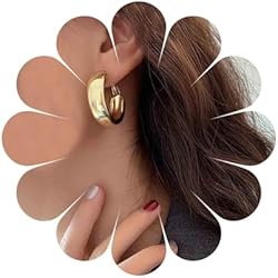 Aros Dorados Gruesos Inilbran Pendientes de aro gruesos bohemios pendientes de aro gruesos y dorados pendientes de aro anchos vintage pendientes de aro abiertos geométricos gruesos joyería para mujeres y niñas