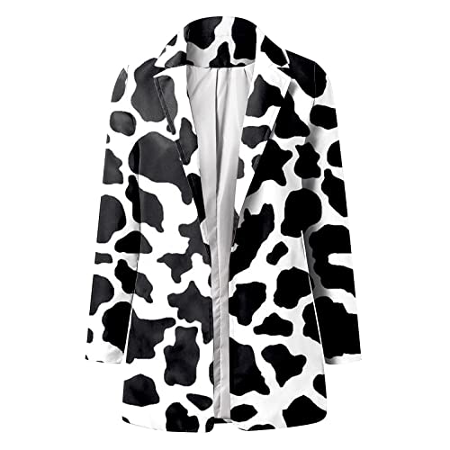 Women's Office Clothes, Women Blazers Black Suit Jacket Blazer Jackets Fashion Women's Casual Print Lapel Long Sleeve Slim Fit Small Button Jacket Blazer For Casual Medium Trendy (Xl, Cow Pattern) #TOP3