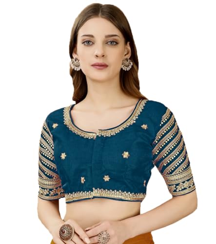 Chemisier brodé pour femme en soie de Milan col rond couleur Morpeach de fête