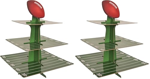 Beistle Boardstock Football Cupcake Stand, Sports Theme Dessert Holder for