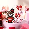 2 Pcs Valentine's Day Figurines Resin Bear Tabletop Love Heart Sculpture Decoration Valentine Pink Table Centerpiece for Dining Room Home Party Supplies Gifts Decor