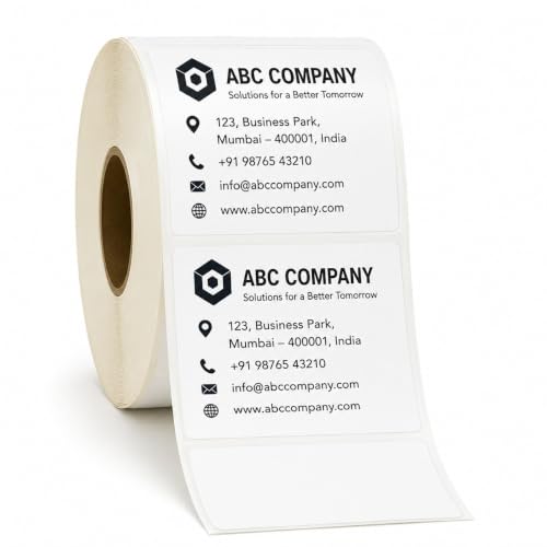 Image of Shreyans Direct Thermal Labels (Pack of 10, 38mm x 38mm - 250 Labels /Roll) - Non Tearable, Scratch Free, Water Proof & Non Fade Stickers with Permanent Marking - 2500 Labels