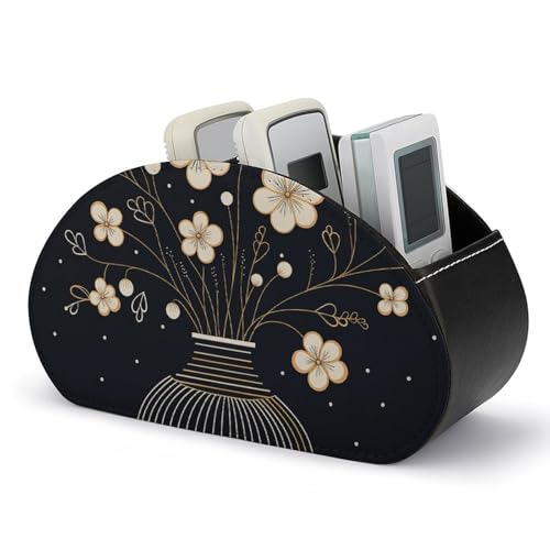 Support télécommande TV cuir synthétique 5 compartiments accessoires - 2