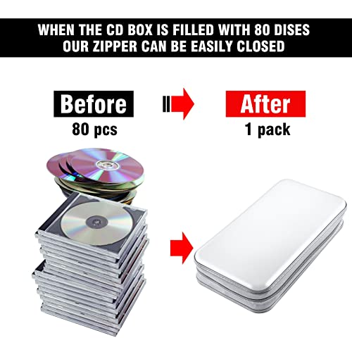 Bivisen Cd Case Wallet, 80 Capacity Dvd Vcd Media Blu-Ray Case Wallet Holder Storage Organizer (White) #TOP3