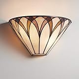 Filton Tiffany Style Wall Light Sconce Bronze Hardwired 6' High Fixture Amber Yellow Stained Art...