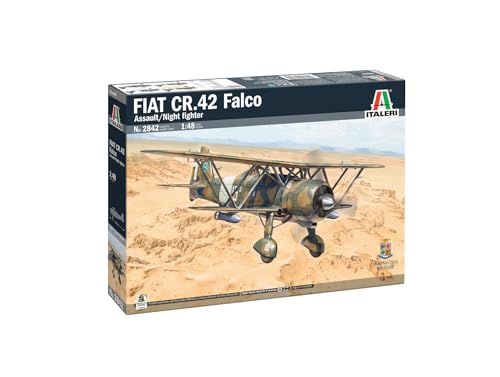 Italeri 2842 FIAT CR.42 Falco Assault/Night Fighter, scala 1:48, Plastic Model Kit/Modello in plastica da montare