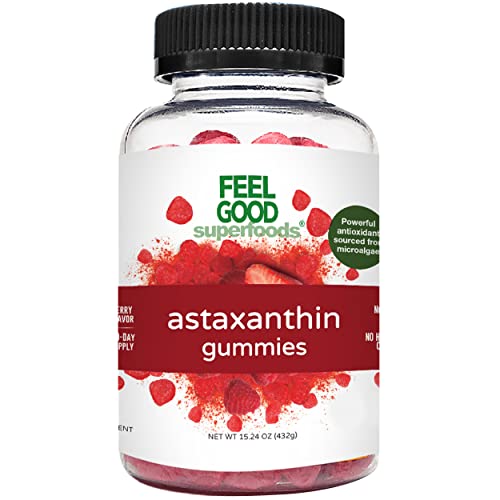 Feelgood Superfoods Astaxanthin Supplements, 6Mg Antioxidant Gummies For Skin And Eye Health, Berry Flavor, Vegan, Non-Gmo, 60 Count #TOP16