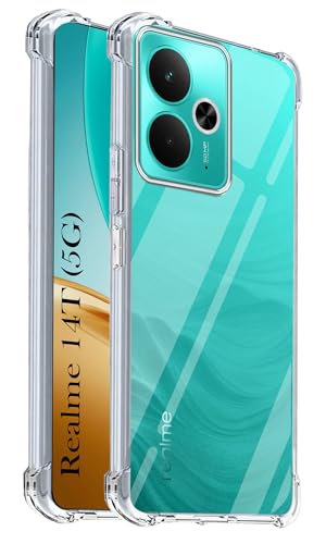 Image of Jkobi Shockproof Crystal-Clear Back Cover for Realme 14T (Anti Yellow Case | Drop & Camera Protection | Hard Polycarbonate)