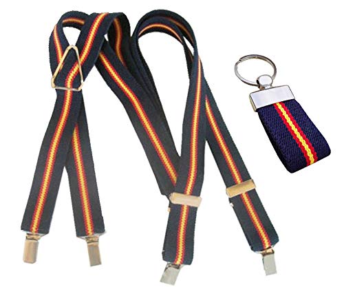 Tiendas Lgp -Tirantes Bandera De España Azul Rojo Y Gualda, Elasticos + Llavero Bandera De España