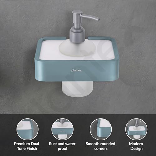 Image of Plantex Aluminium and Acrylic Shampoo Dispenser /Liquid Soap Dispenser for Handwash /Bathroom Accessories - (Grey and Milky White)