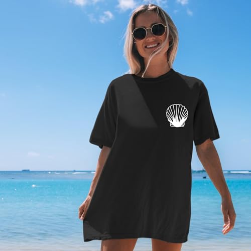 Image of Hawaiian T Shirts for Women Oversized Aesthetic Hibiscus Flower Beach Shirt Teens Preppy Tropical Graphic Tee Tops